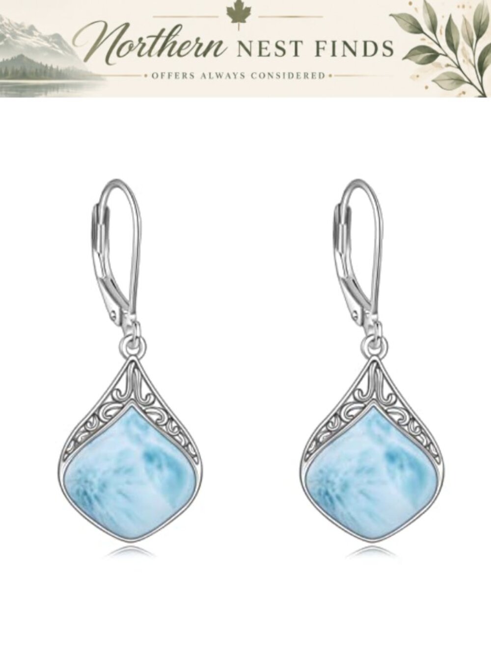 Sterling Silver Filigree Teardrop Dangle Earrings Natural Gemstone Drop Jewelry